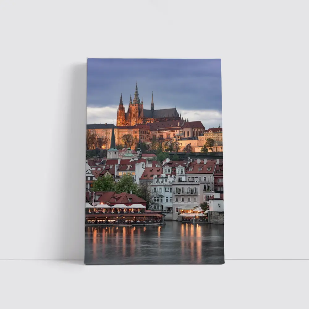 Prague Castle Skyline At Dusk Cityscape – Wall Art