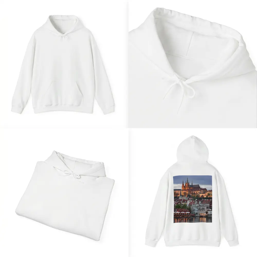 Prague Castle Skyline At Dusk Cityscape – Hoodies