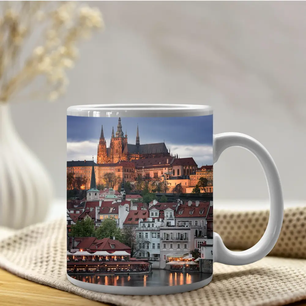 Prague Castle Skyline At Dusk Cityscape – Mugs