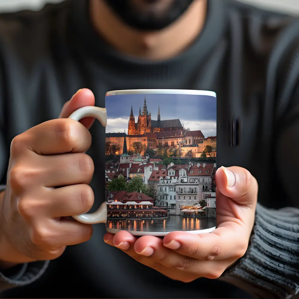 Prague Castle Skyline At Dusk Cityscape – Mugs
