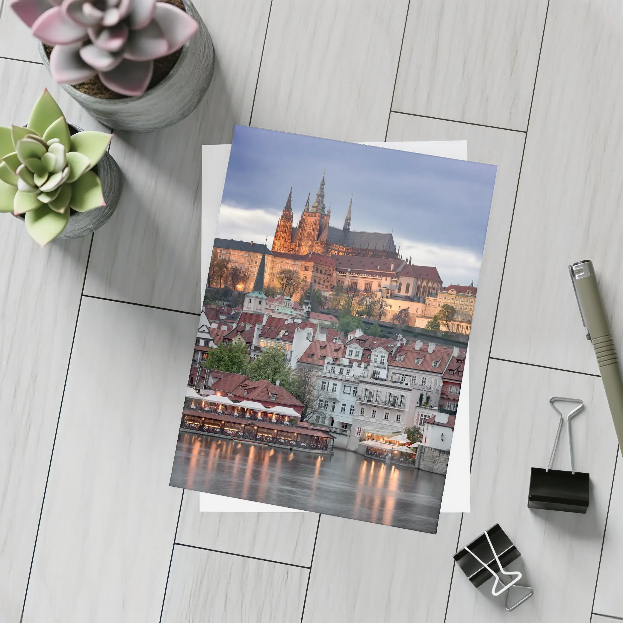 Prague Castle Skyline At Dusk Cityscape – Postcards