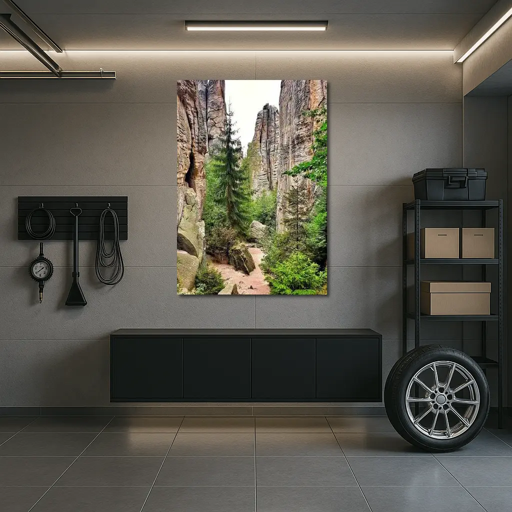 Narrow Rock Canyon Path Through Forest – Wall Art