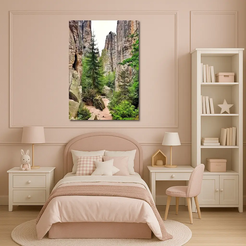 Narrow Rock Canyon Path Through Forest – Wall Art