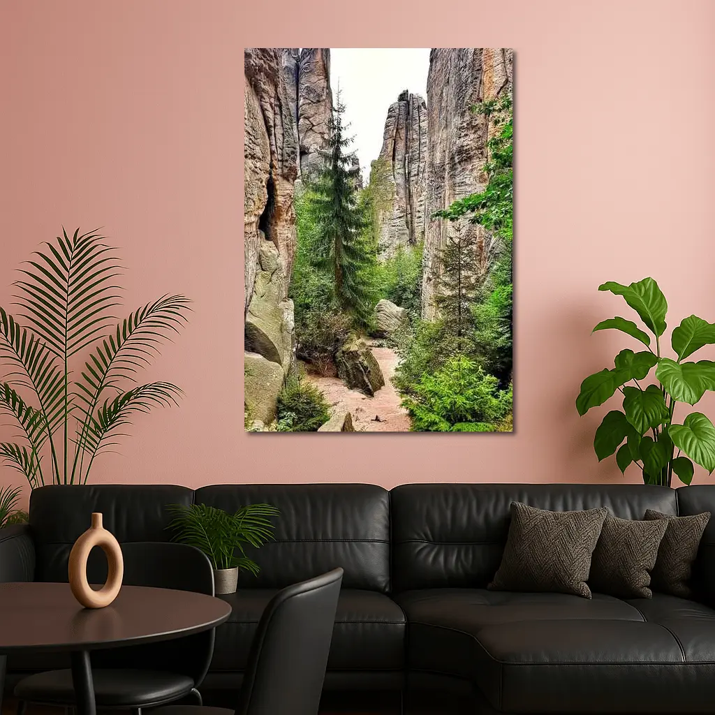Narrow Rock Canyon Path Through Forest – Wall Art