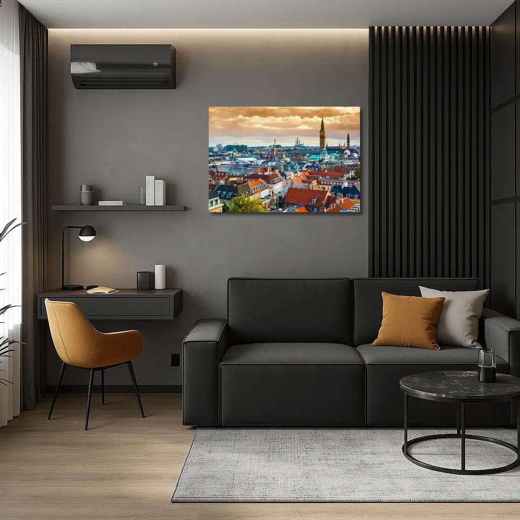 Copenhagen City Skyline Aerial Rooftop View – Wall Art