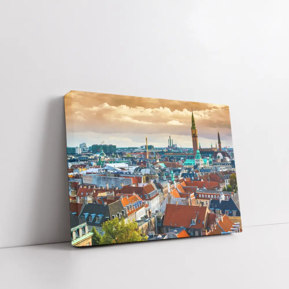 Copenhagen City Skyline Aerial Rooftop View – Wall Art
