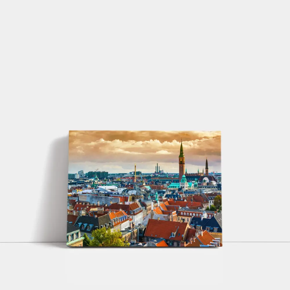 Copenhagen City Skyline Aerial Rooftop View – Wall Art