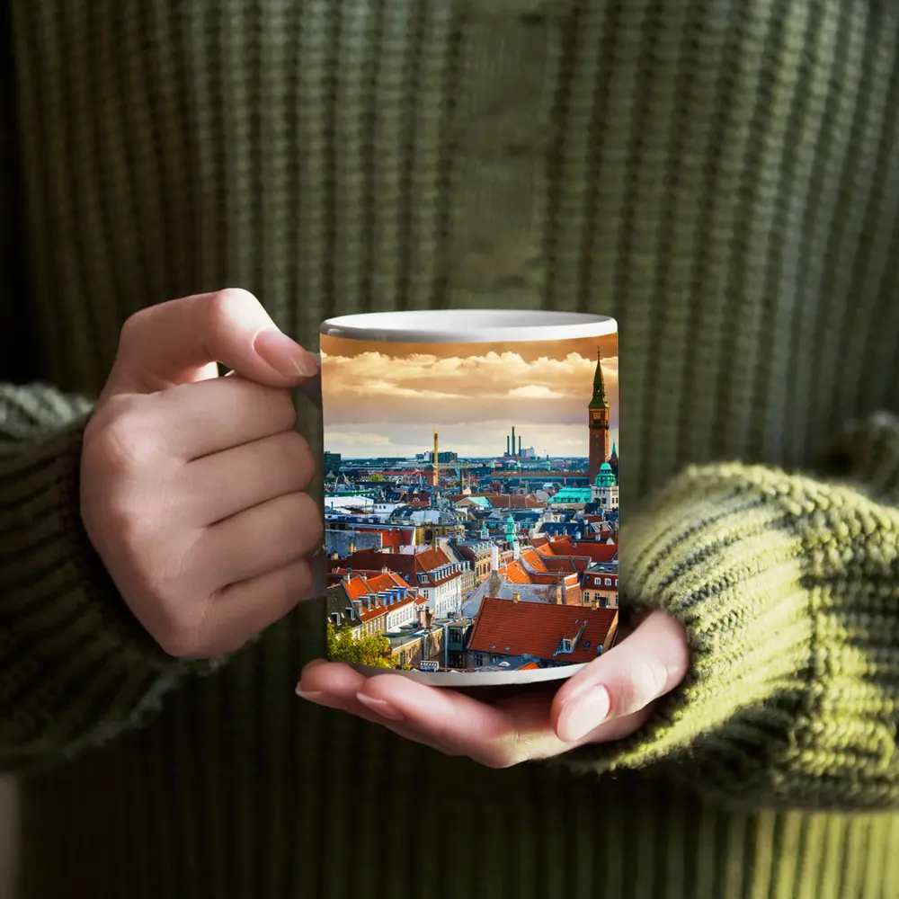 Copenhagen City Skyline Aerial Rooftop View – Mugs