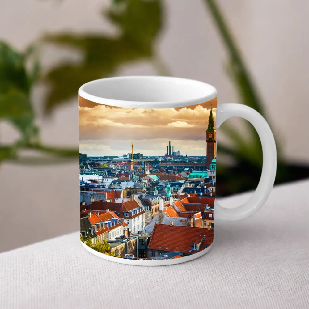 Copenhagen City Skyline Aerial Rooftop View – Mugs