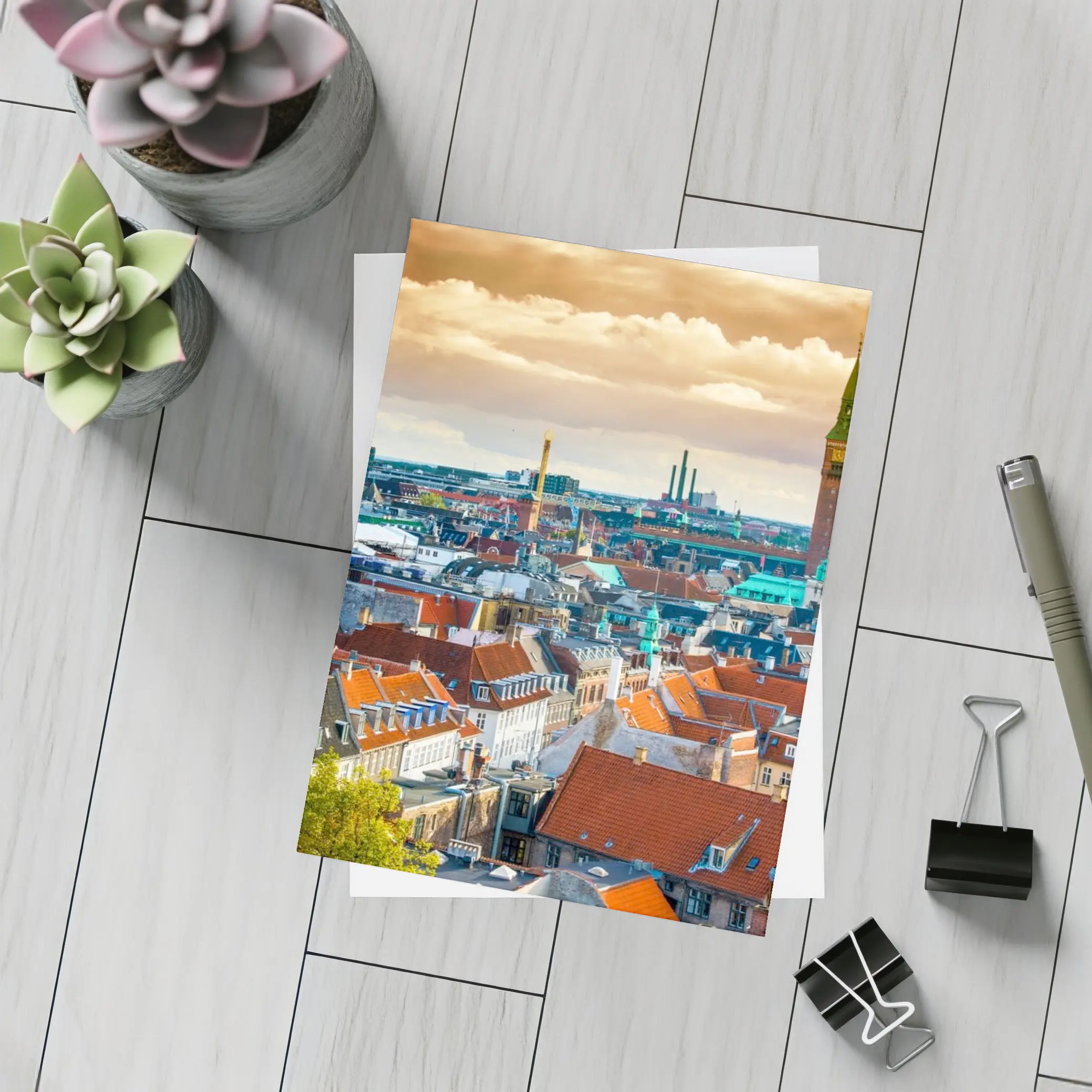 Copenhagen City Skyline Aerial Rooftop View – Postcards