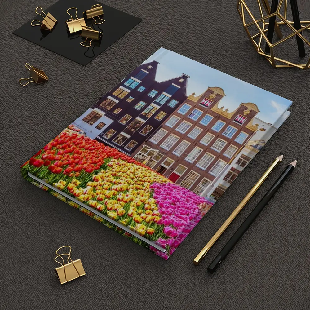 Amsterdam Canal Houses With Colorful Tulips – Notebooks