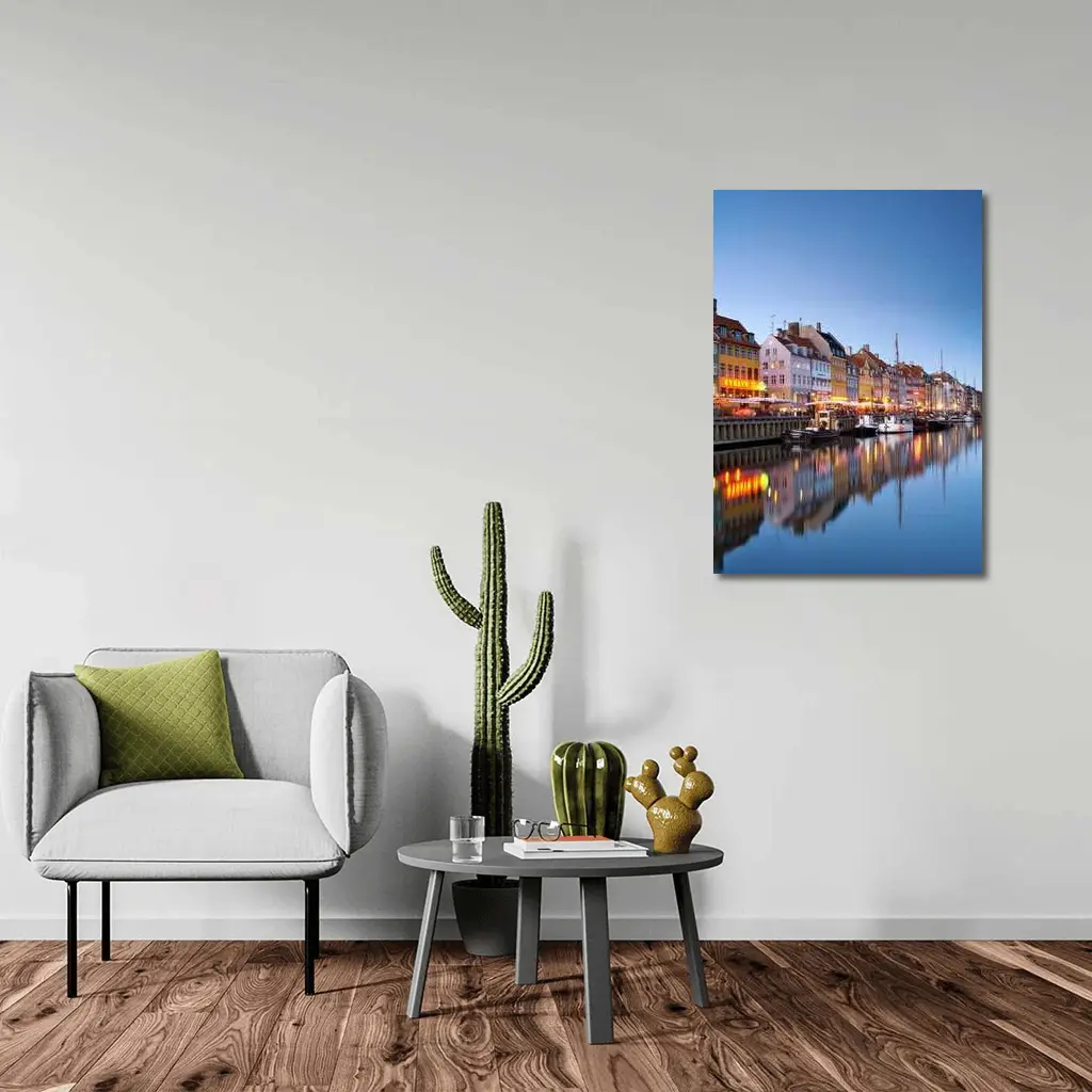 Nyhavn Canal Copenhagen Colorful Buildings Blue Dusk – Wall Art