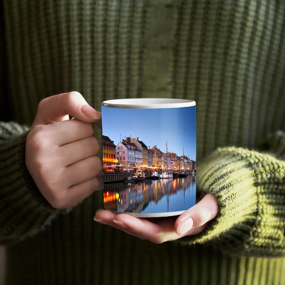 Nyhavn Canal Copenhagen Colorful Buildings Blue Dusk – Mugs