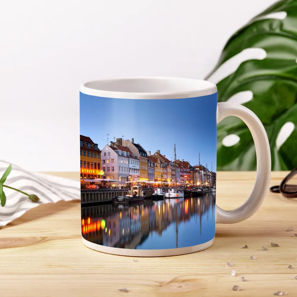 Nyhavn Canal Copenhagen Colorful Buildings Blue Dusk – Mugs