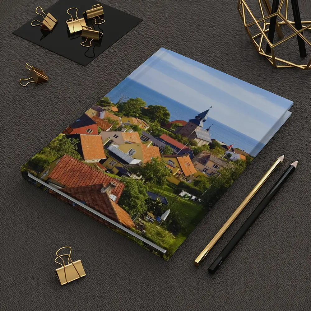 Danish Coastal Village Church Rooftops Ocean View – Notebooks