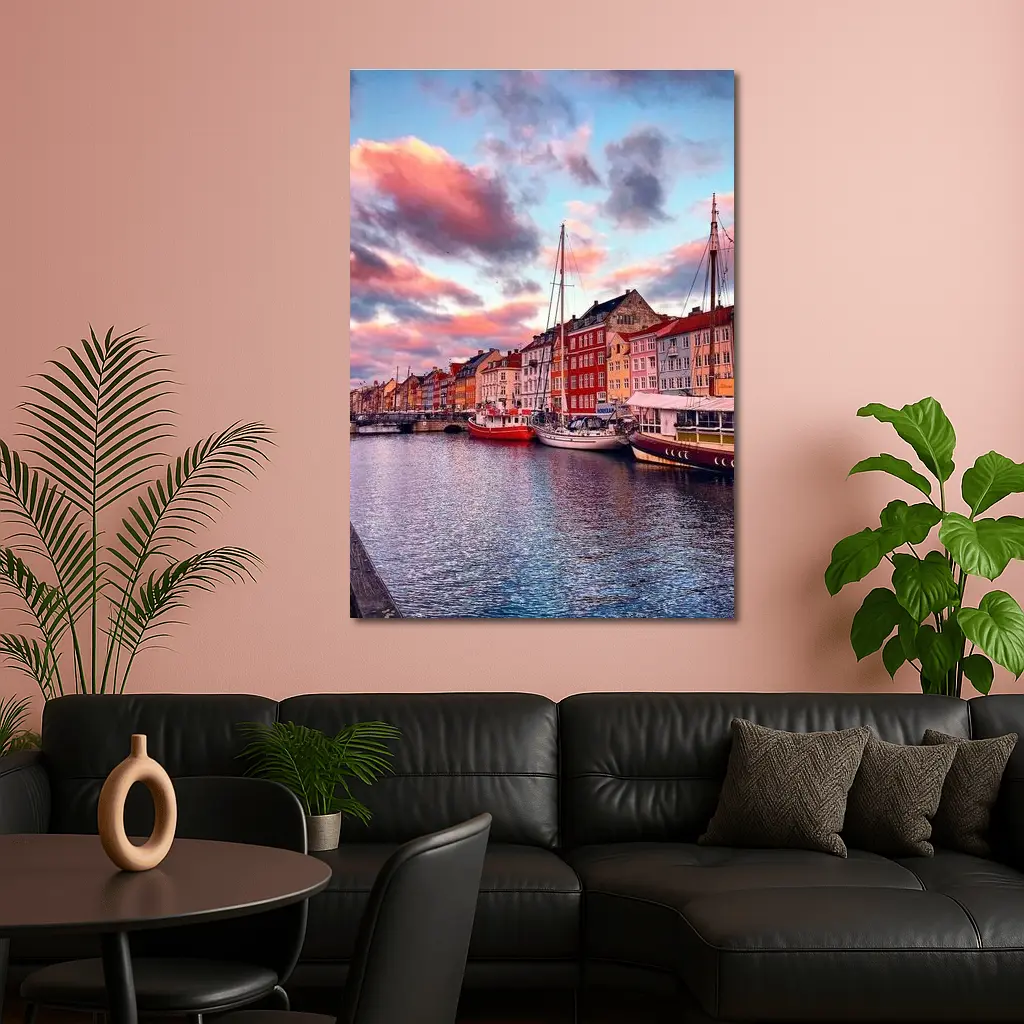 Nyhavn Canal Copenhagen Denmark Sunset Sky – Wall Art