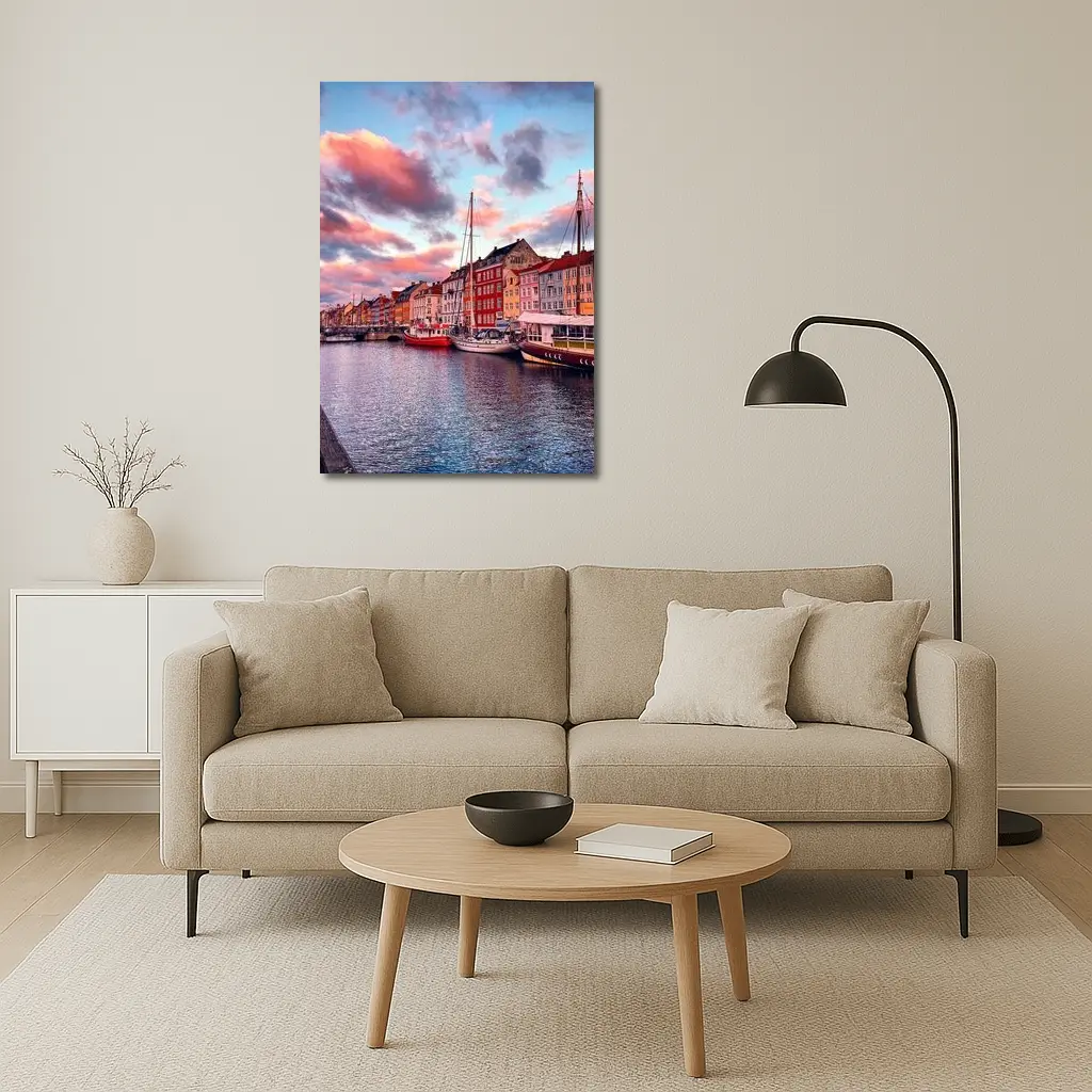 Nyhavn Canal Copenhagen Denmark Sunset Sky – Wall Art