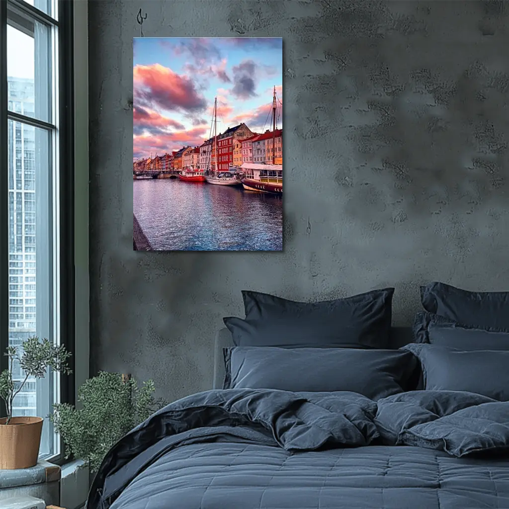 Nyhavn Canal Copenhagen Denmark Sunset Sky – Wall Art