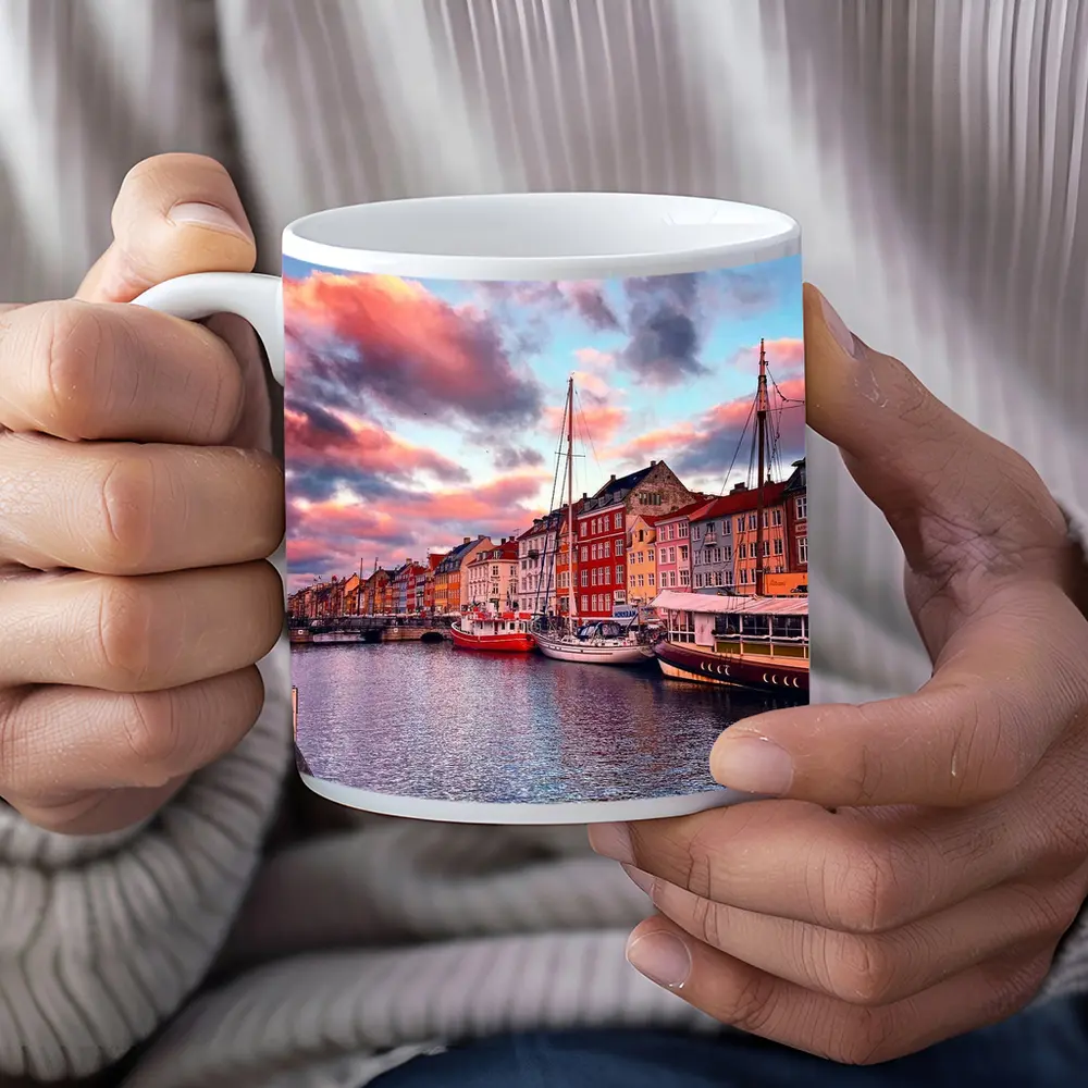 Nyhavn Canal Copenhagen Denmark Sunset Sky – Mugs
