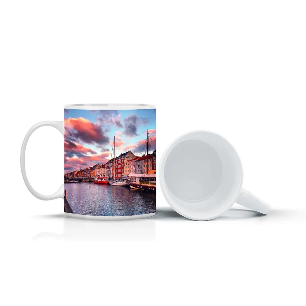 Nyhavn Canal Copenhagen Denmark Sunset Sky – Mugs