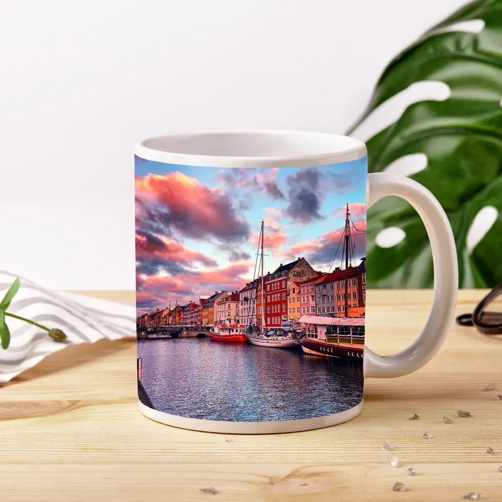 Nyhavn Canal Copenhagen Denmark Sunset Sky – Mugs