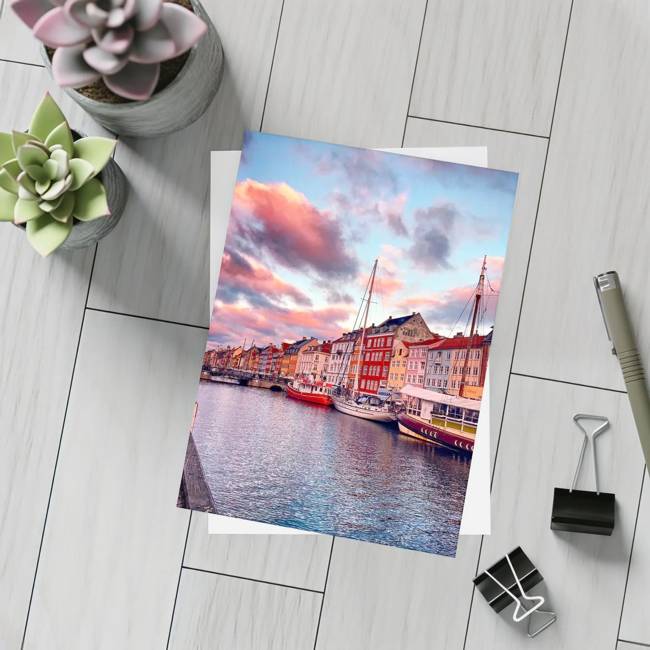 Nyhavn Canal Copenhagen Denmark Sunset Sky – Postcards