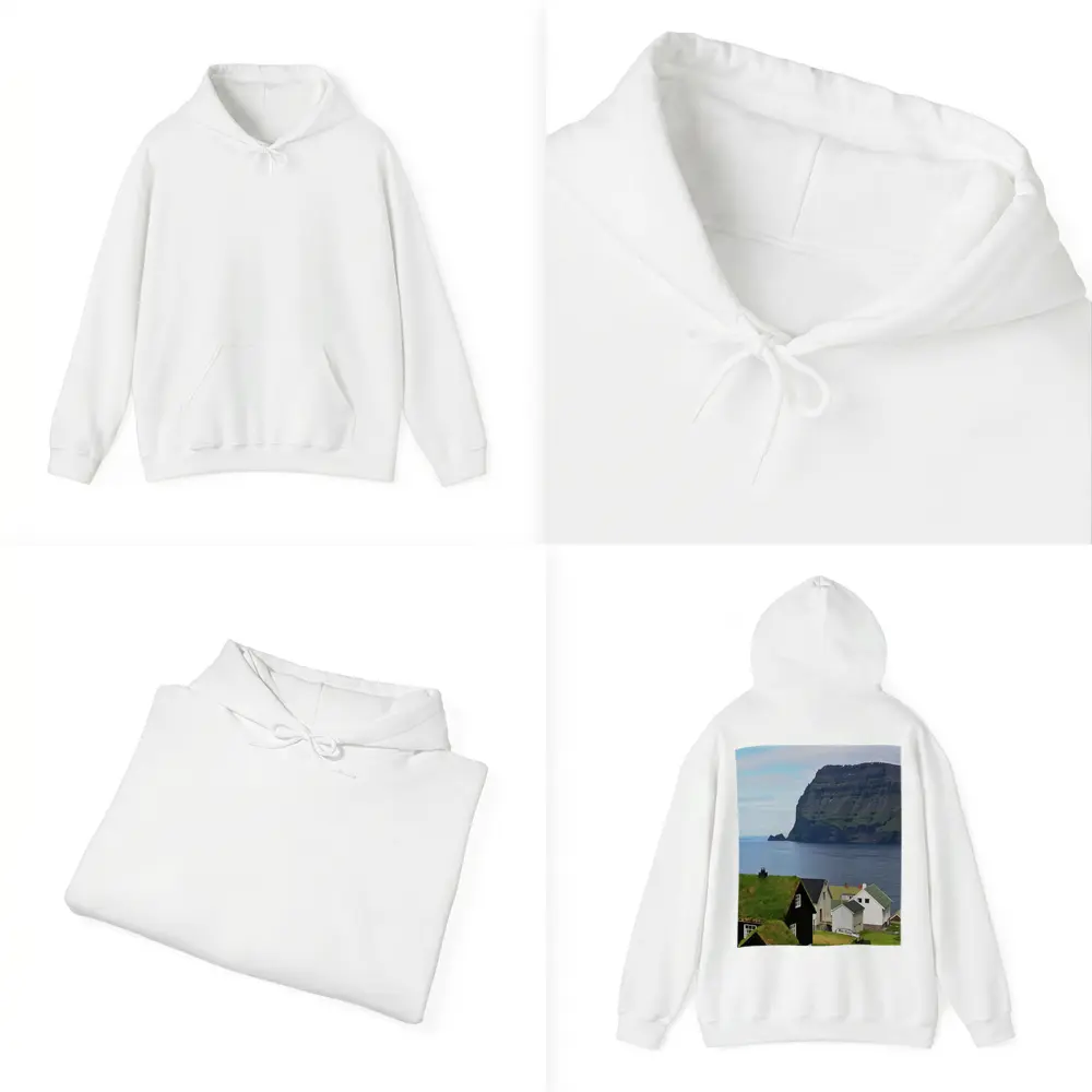 Faroe Islands Village Cliffside Ocean View – Hoodies