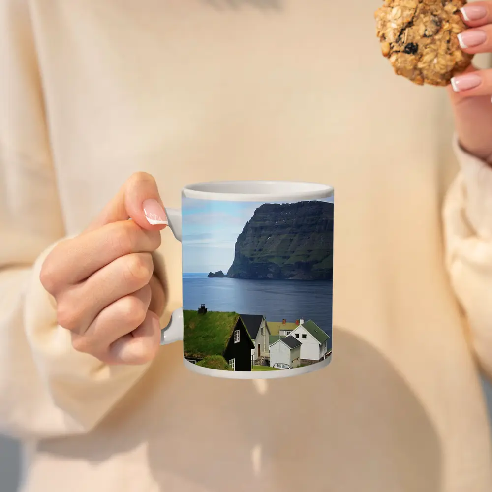 Faroe Islands Village Cliffside Ocean View – Mugs
