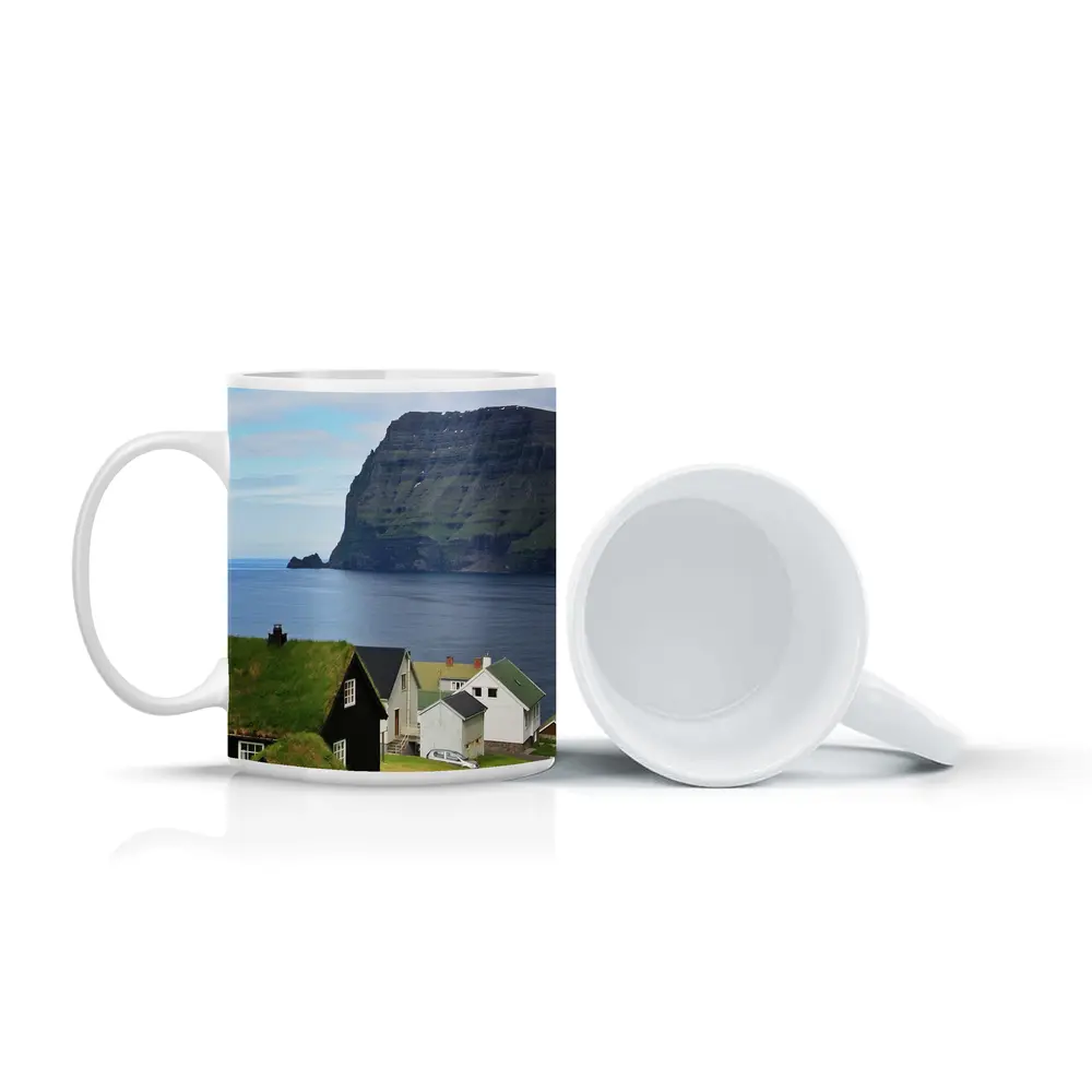 Faroe Islands Village Cliffside Ocean View – Mugs