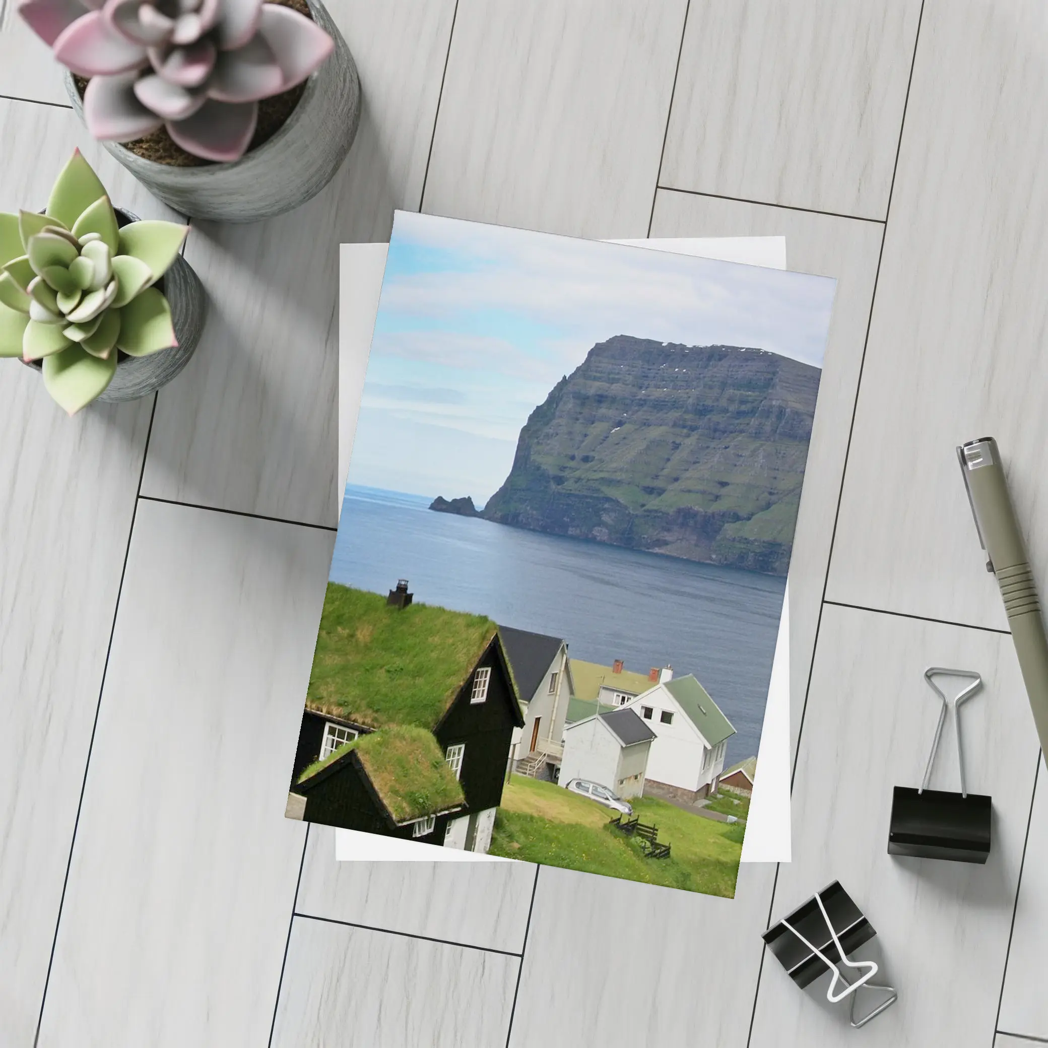 Faroe Islands Village Cliffside Ocean View – Postcards