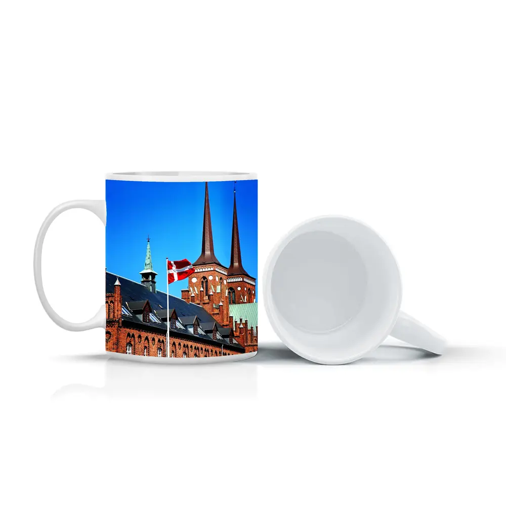 Roskilde Cathedral Danish Flag Blue Sky – Mugs