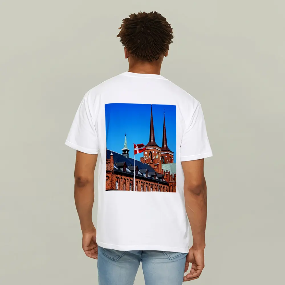 Roskilde Cathedral Danish Flag Blue Sky – T-Shirts