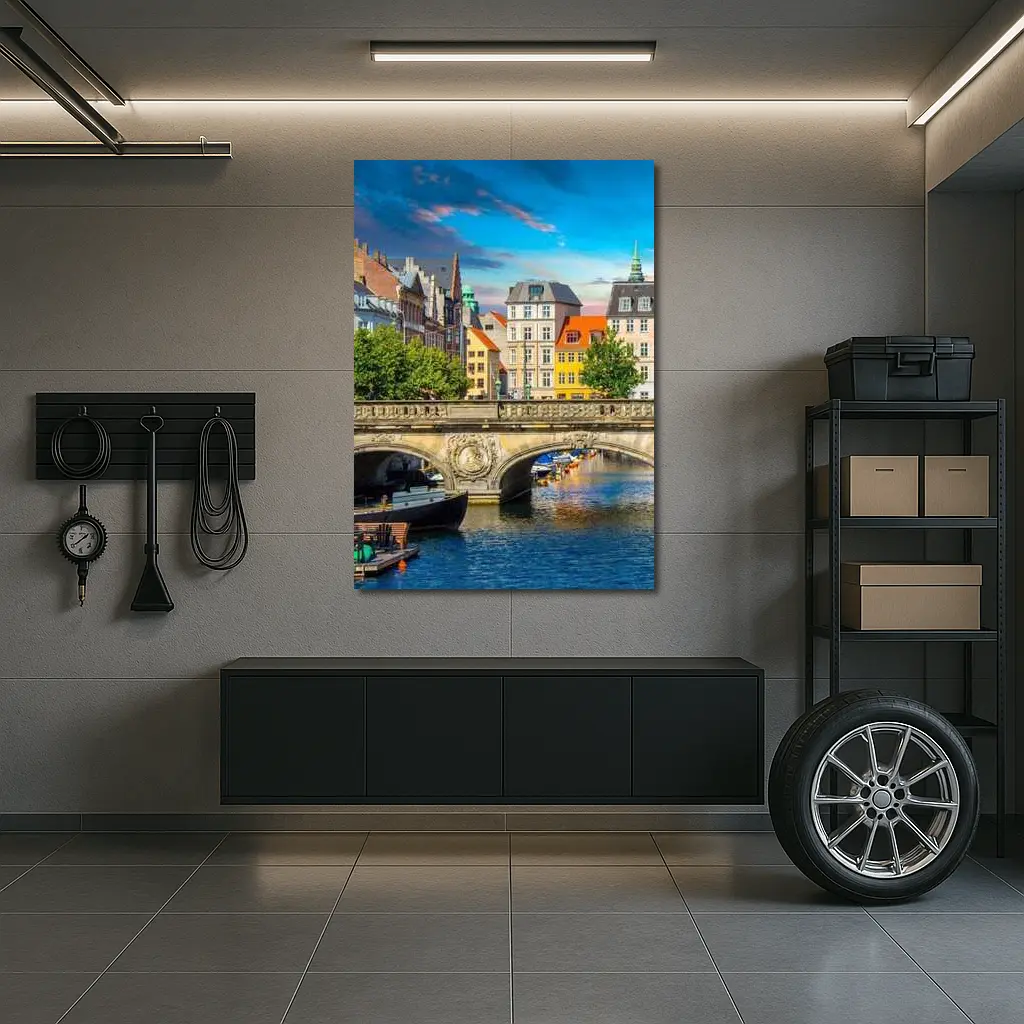 Copenhagen Canal Bridge Colorful Historic Buildings – Wall Art