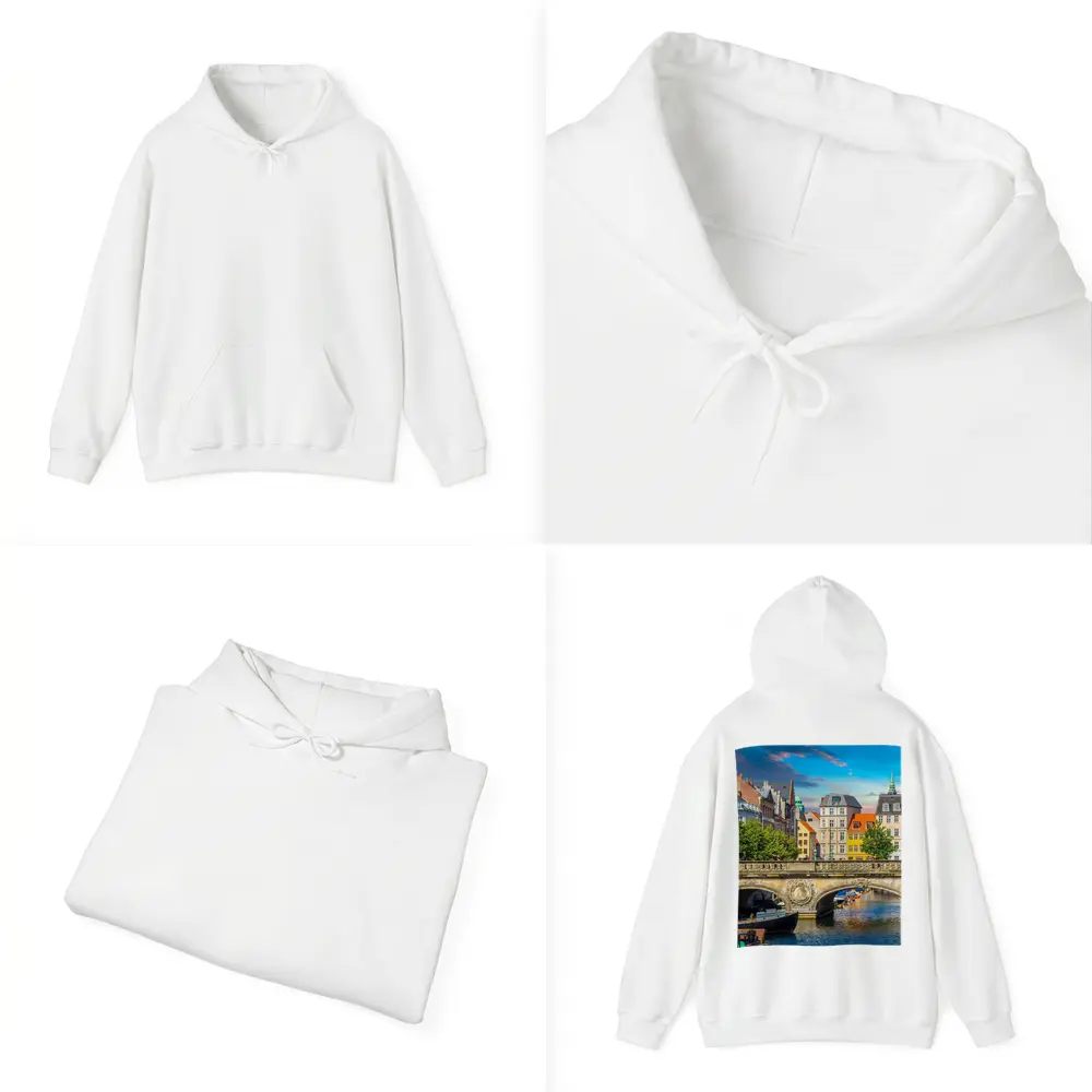 Copenhagen Canal Bridge Colorful Historic Buildings – Hoodies