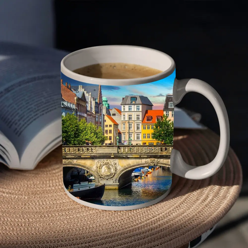 Copenhagen Canal Bridge Colorful Historic Buildings – Mugs