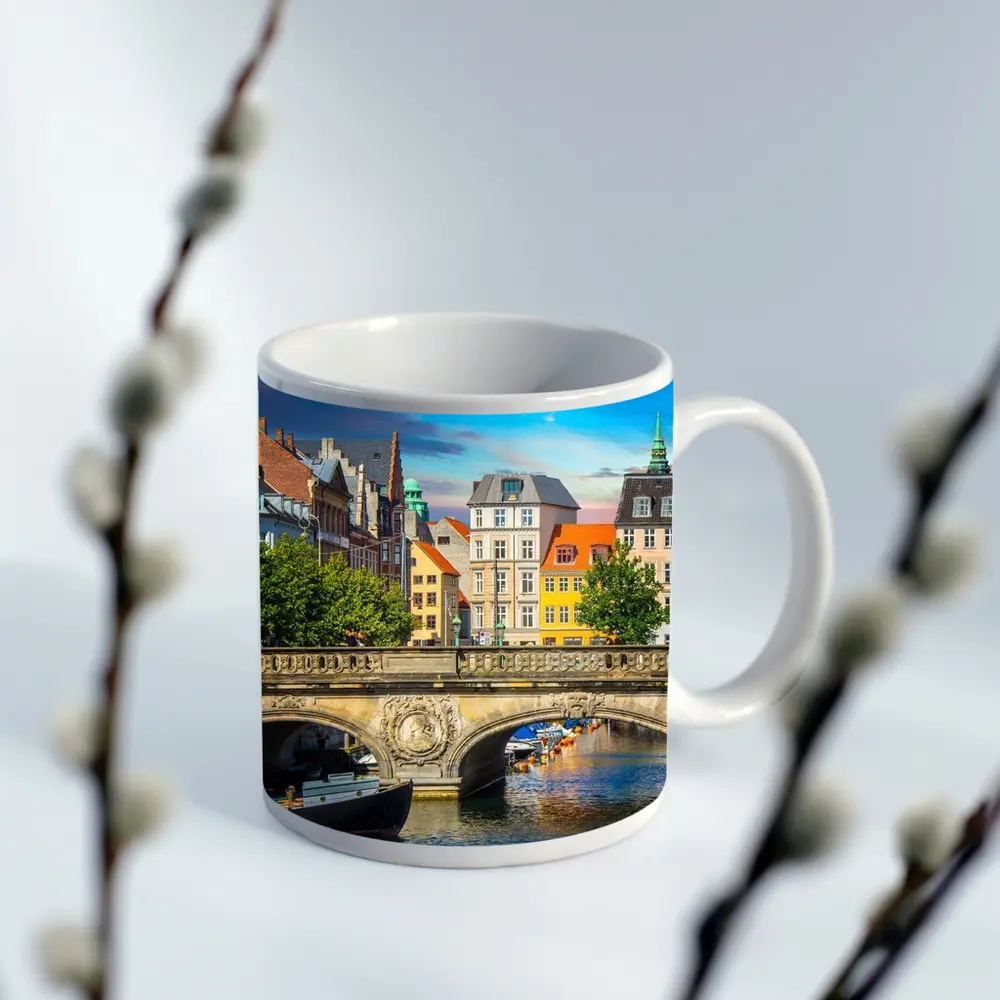 Copenhagen Canal Bridge Colorful Historic Buildings – Mugs
