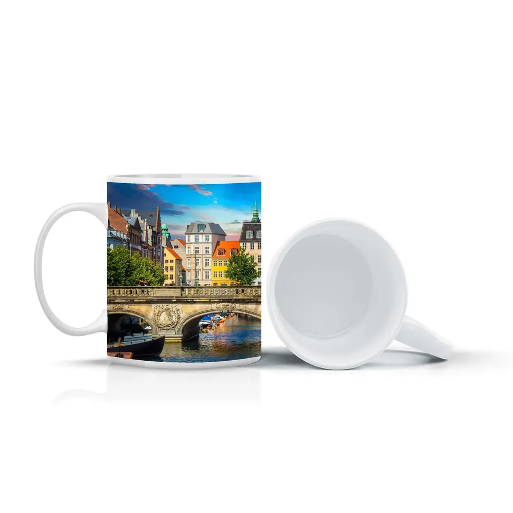 Copenhagen Canal Bridge Colorful Historic Buildings – Mugs