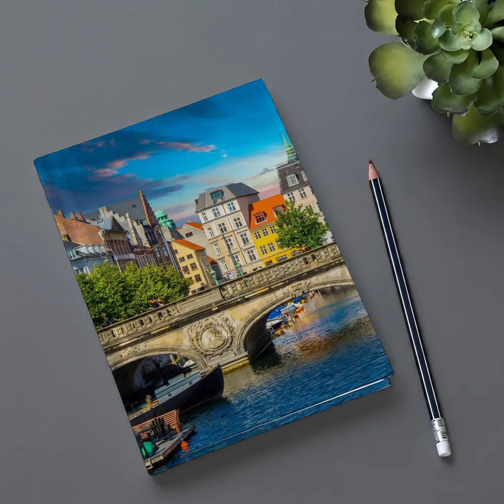 Copenhagen Canal Bridge Colorful Historic Buildings – Notebooks