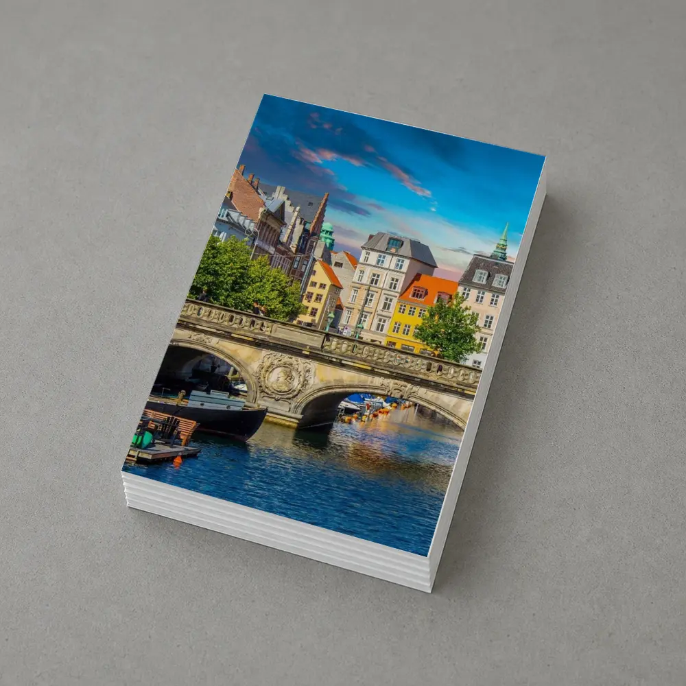 Copenhagen Canal Bridge Colorful Historic Buildings – Postcards