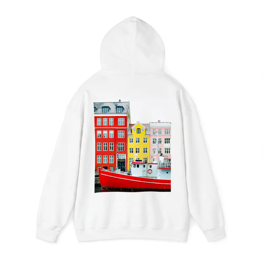 Nyhavn Copenhagen Colorful Canal Houses Red Boat – Hoodies