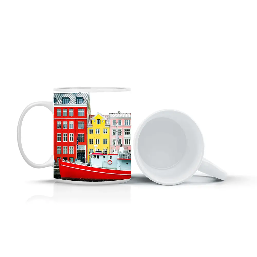 Nyhavn Copenhagen Colorful Canal Houses Red Boat – Mugs
