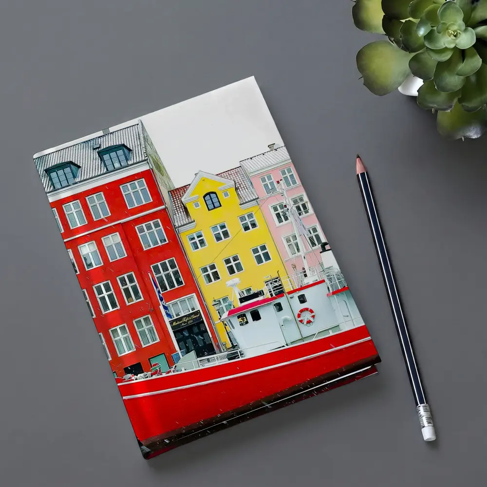Nyhavn Copenhagen Colorful Canal Houses Red Boat – Notebooks