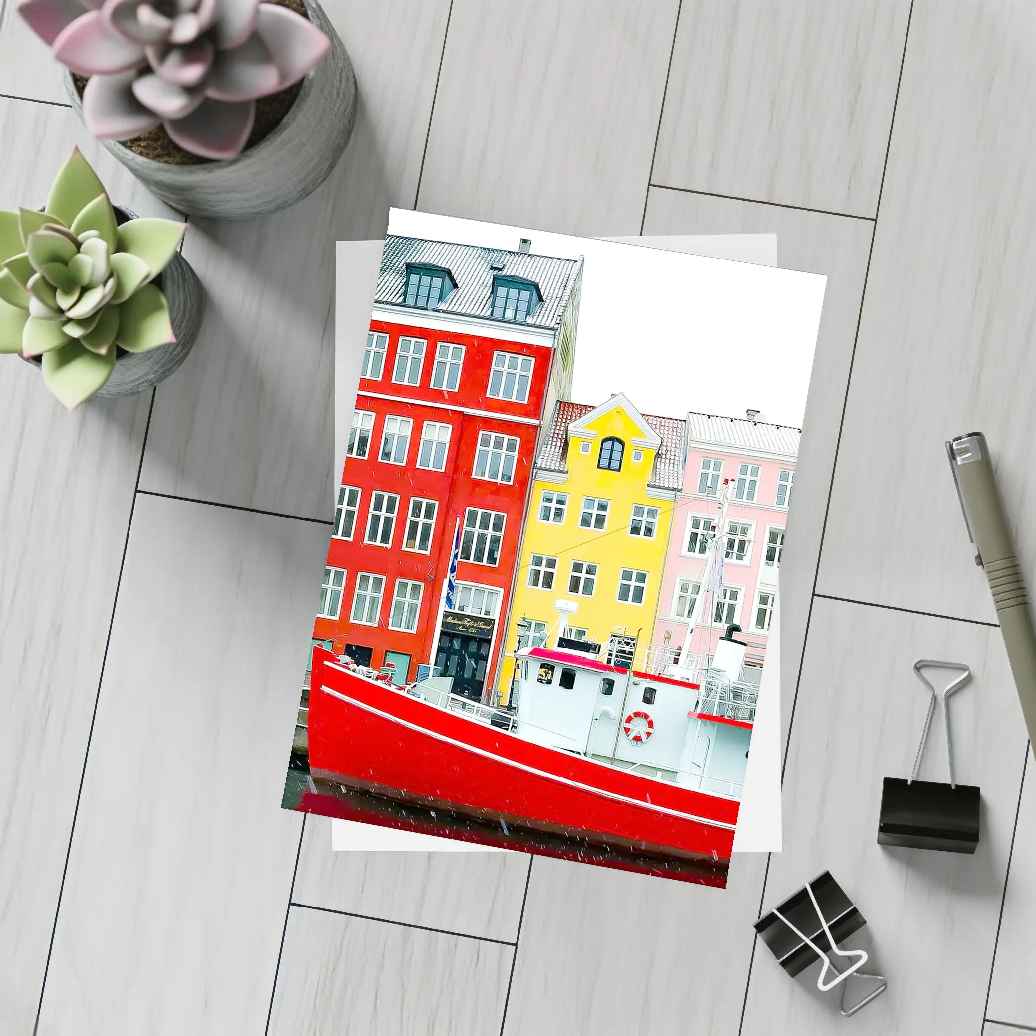 Nyhavn Copenhagen Colorful Canal Houses Red Boat – Postcards