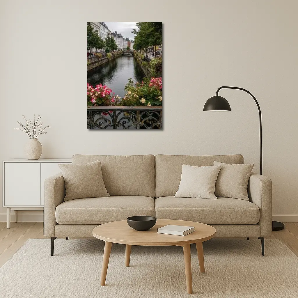 Aarhus Canal Bridge Flowers Denmark City – Wall Art