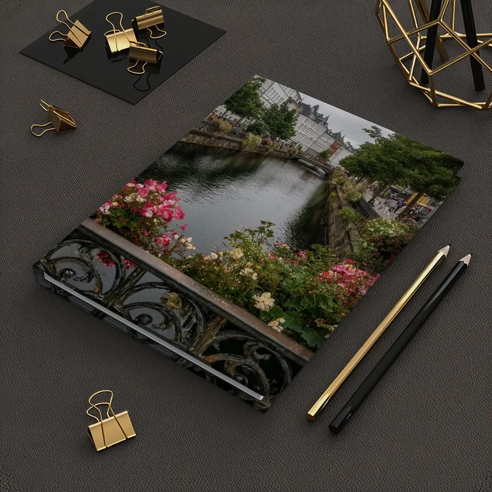 Aarhus Canal Bridge Flowers Denmark City – Notebooks
