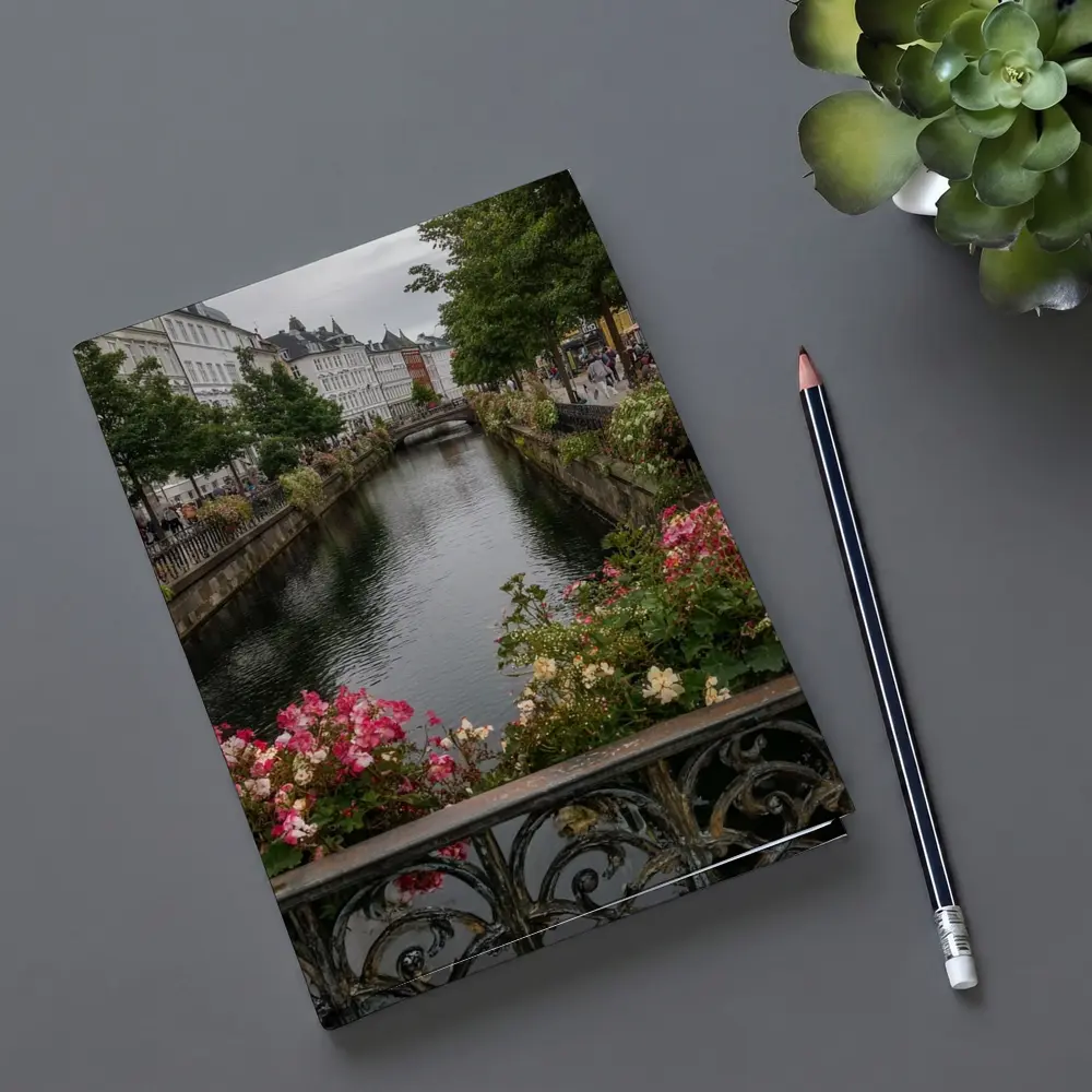 Aarhus Canal Bridge Flowers Denmark City – Notebooks