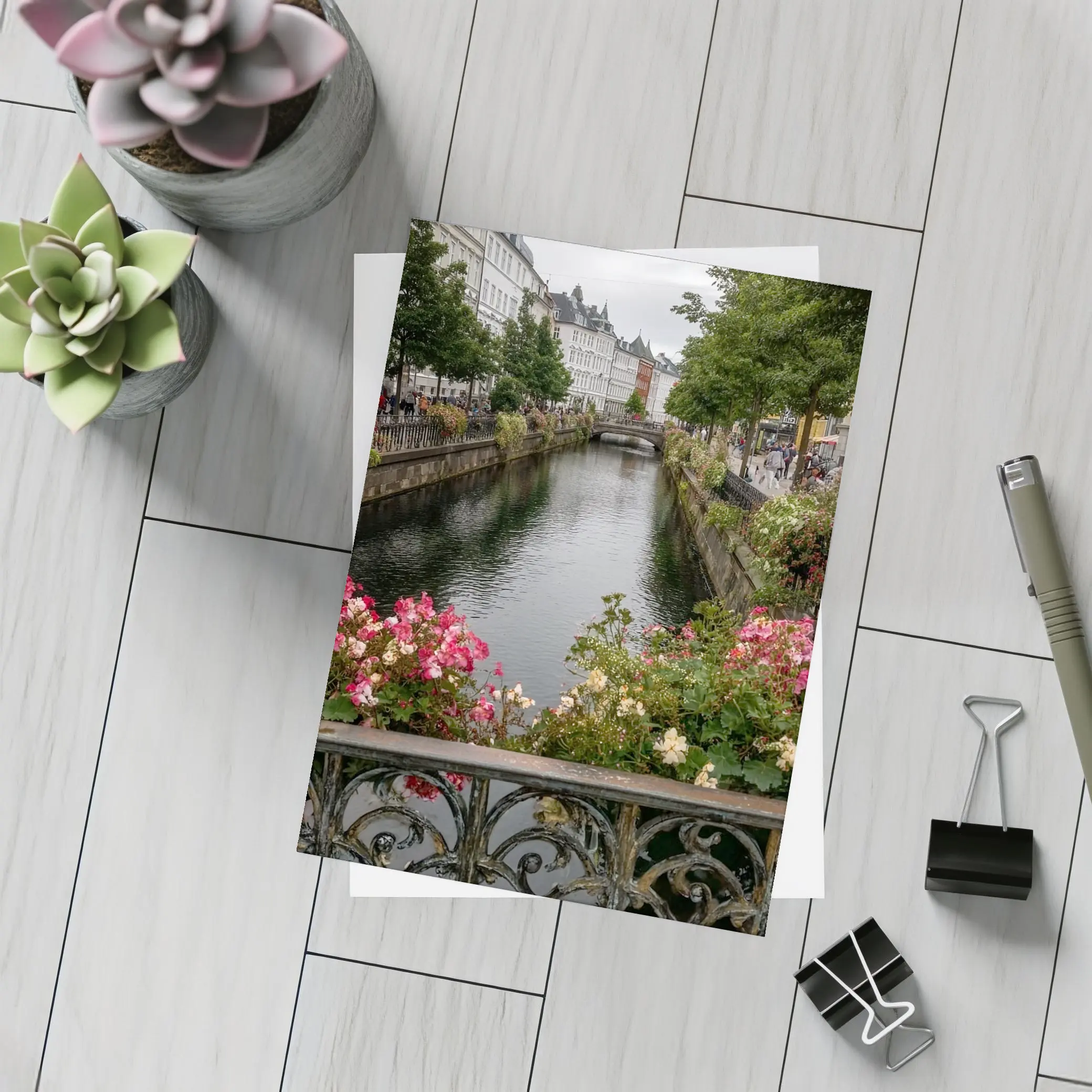 Aarhus Canal Bridge Flowers Denmark City – Postcards