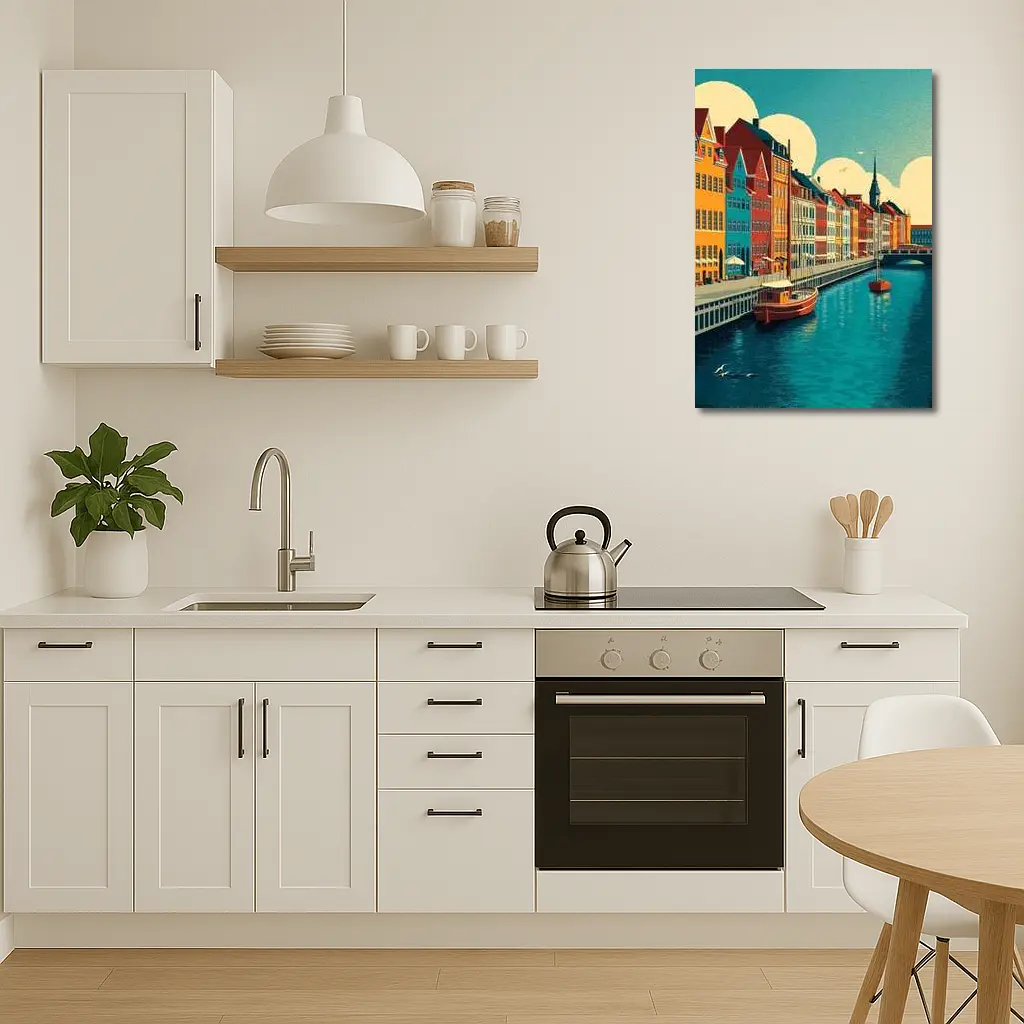 Copenhagen Nyhavn Canal Colorful Buildings Retro Art – Wall Art