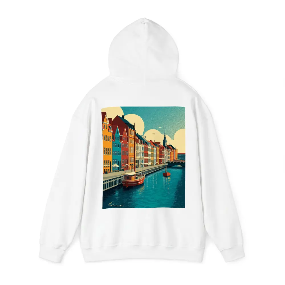 Copenhagen Nyhavn Canal Colorful Buildings Retro Art – Hoodies