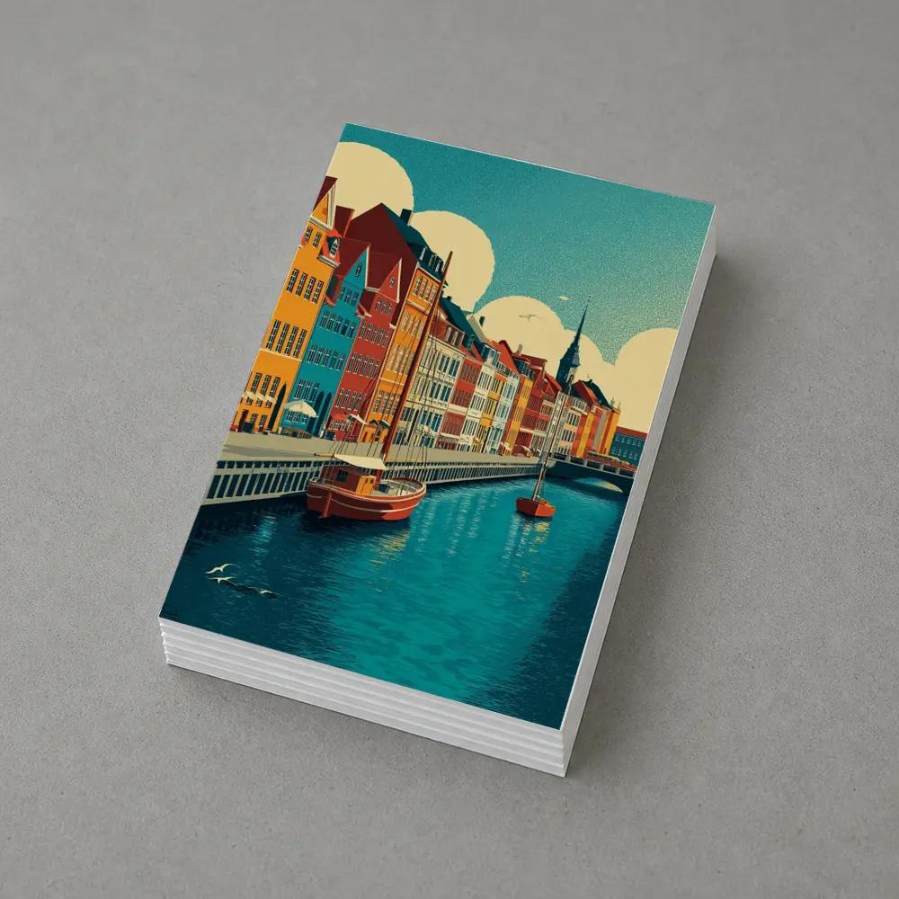 Copenhagen Nyhavn Canal Colorful Buildings Retro Art – Postcards